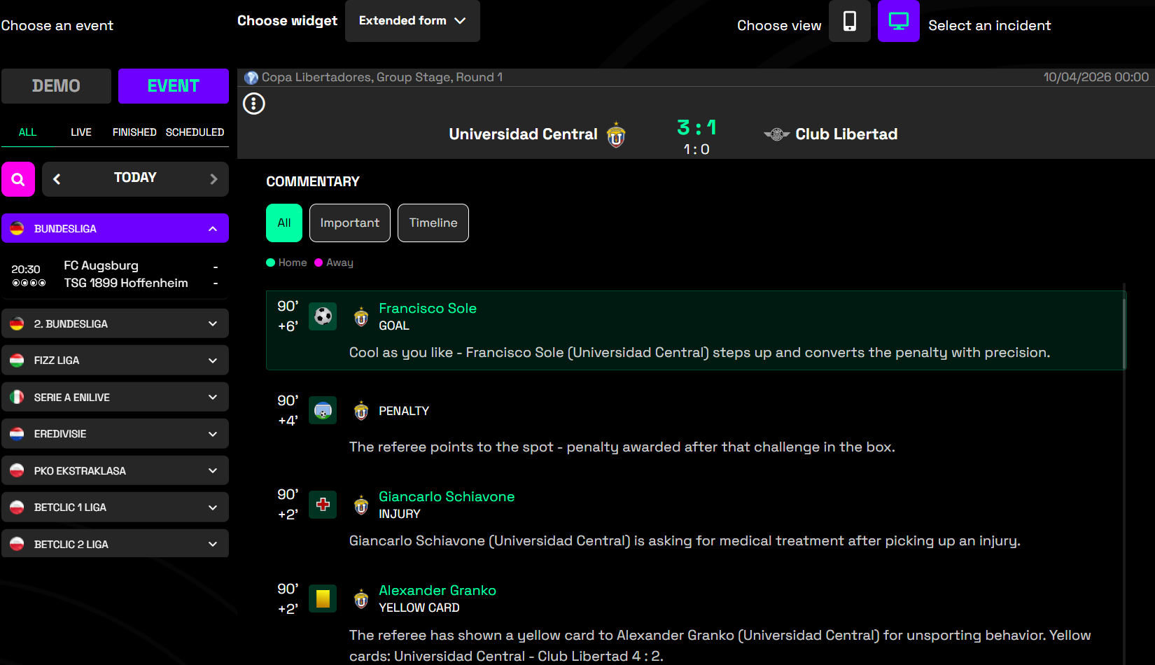 LiveCommentary - STATSCORE
